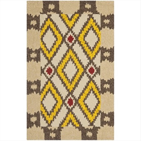 Safavieh 5 x 8 ft. Medium Rectangle- Indoor - Outdoor Four Seasons Beige And Yellow Hand Hooked Rug FRS455E-5